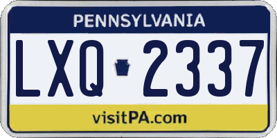 PA license plate LXQ2337