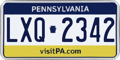 PA license plate LXQ2342