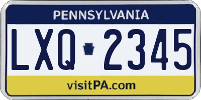 PA license plate LXQ2345