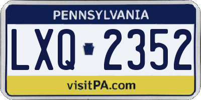PA license plate LXQ2352