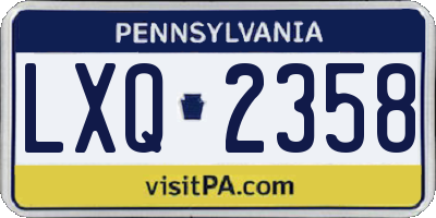 PA license plate LXQ2358