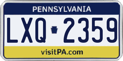 PA license plate LXQ2359