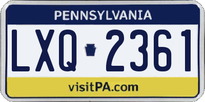 PA license plate LXQ2361