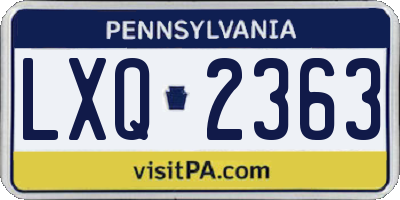 PA license plate LXQ2363