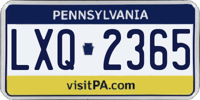 PA license plate LXQ2365