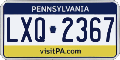PA license plate LXQ2367