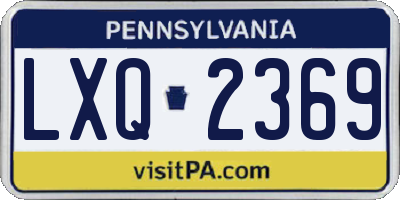 PA license plate LXQ2369