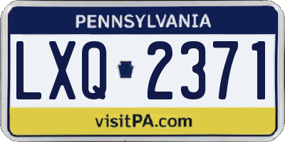 PA license plate LXQ2371