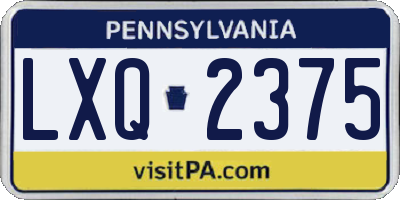 PA license plate LXQ2375