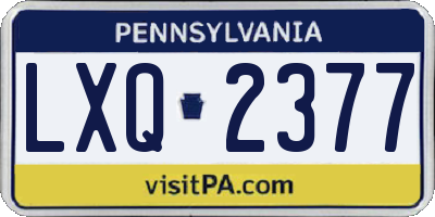 PA license plate LXQ2377