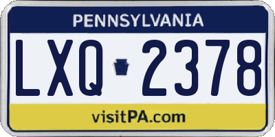 PA license plate LXQ2378