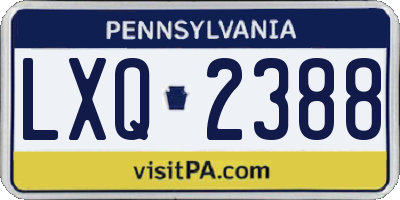 PA license plate LXQ2388