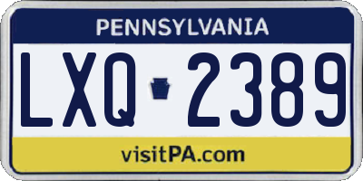PA license plate LXQ2389
