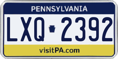 PA license plate LXQ2392