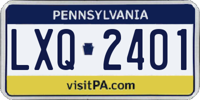 PA license plate LXQ2401