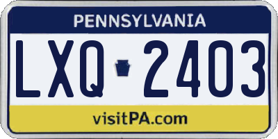PA license plate LXQ2403