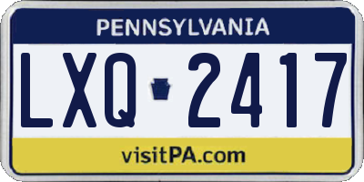 PA license plate LXQ2417