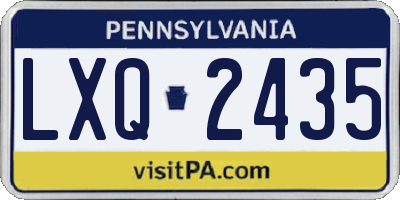 PA license plate LXQ2435