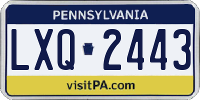 PA license plate LXQ2443