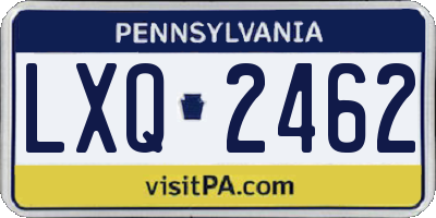 PA license plate LXQ2462