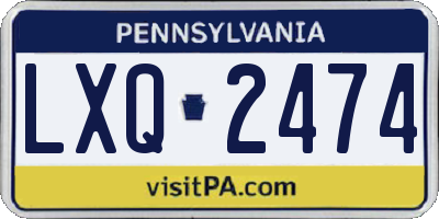 PA license plate LXQ2474
