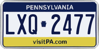PA license plate LXQ2477