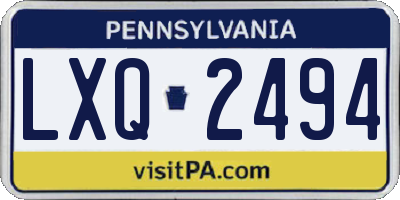 PA license plate LXQ2494