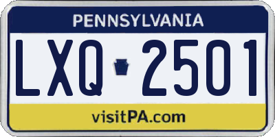 PA license plate LXQ2501