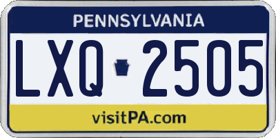 PA license plate LXQ2505