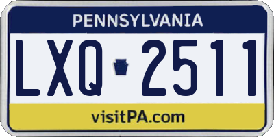PA license plate LXQ2511