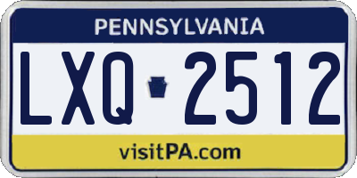 PA license plate LXQ2512