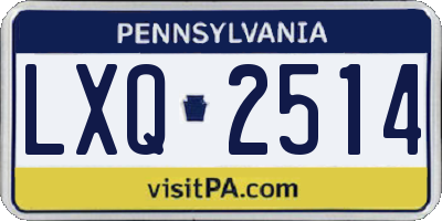 PA license plate LXQ2514
