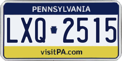PA license plate LXQ2515