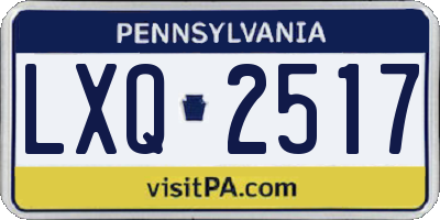 PA license plate LXQ2517