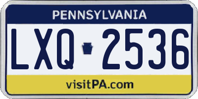 PA license plate LXQ2536