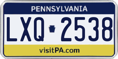 PA license plate LXQ2538