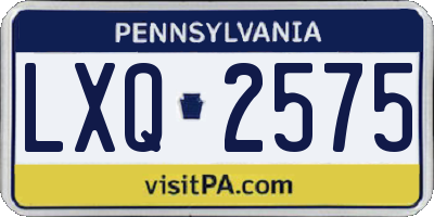 PA license plate LXQ2575