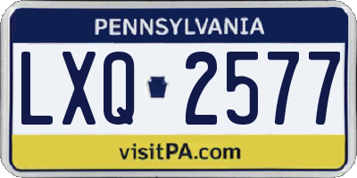 PA license plate LXQ2577