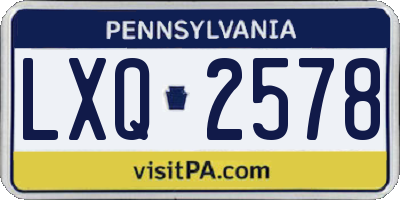 PA license plate LXQ2578