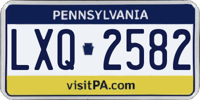 PA license plate LXQ2582