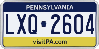 PA license plate LXQ2604