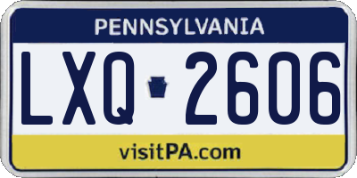 PA license plate LXQ2606