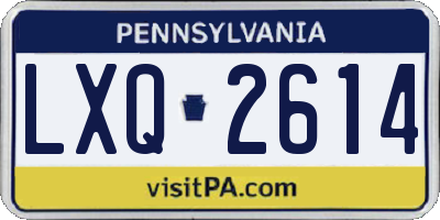 PA license plate LXQ2614