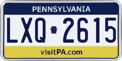 PA license plate LXQ2615