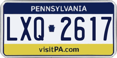 PA license plate LXQ2617