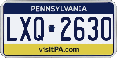 PA license plate LXQ2630