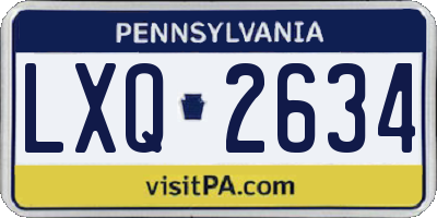 PA license plate LXQ2634