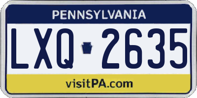 PA license plate LXQ2635