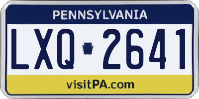 PA license plate LXQ2641