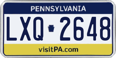 PA license plate LXQ2648